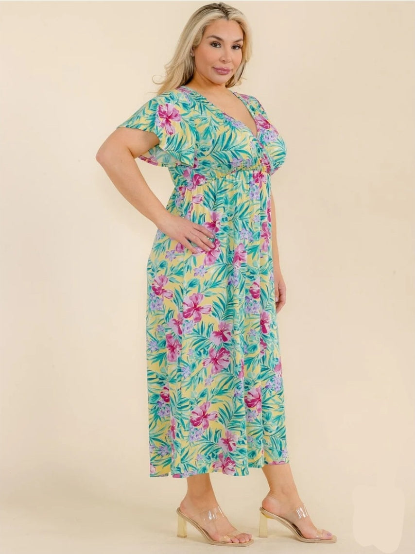 Short Sleeve Floral Maxi Dress