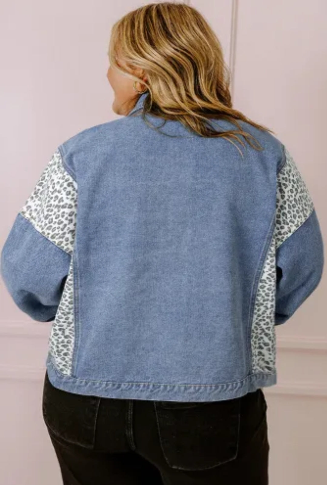 Leopard Patchwork Denim Jacket